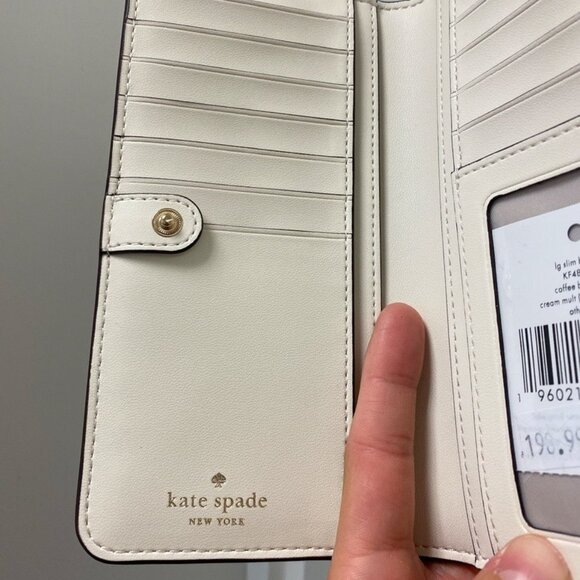 Kate Spade Coffee Break Slim Bifold Wallet + Small Smooth Quilted Card Holder - Picture 4 of 10